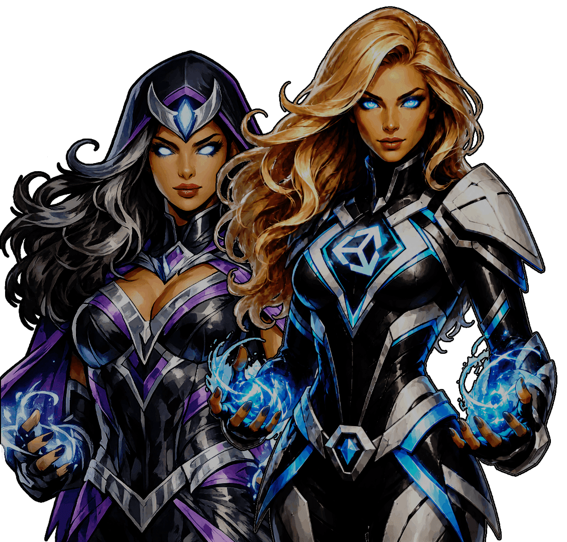 Arcane heroine standing in the storefront hero background