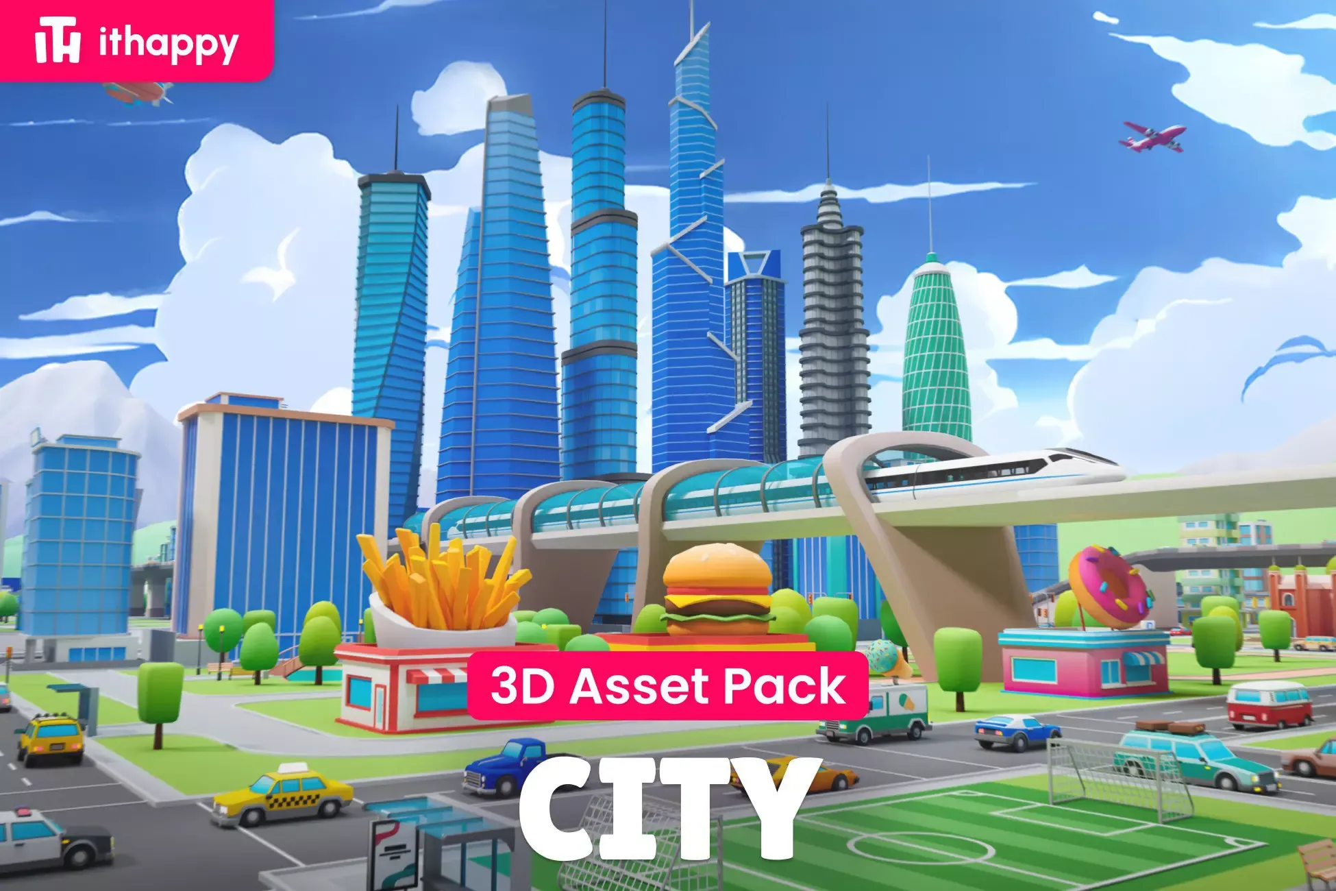 City 3 - Low Poly 3D Models Pack
