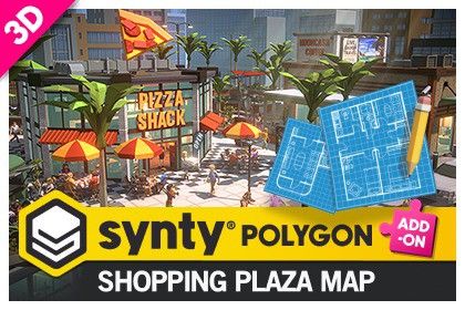 POLYGON - Shopping Plaza Map - Art by Synty